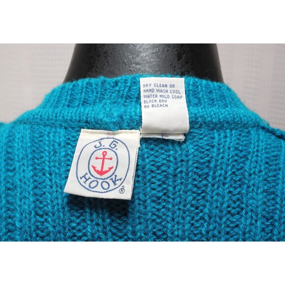 Vintage J.G. Hook Teal Shetland Wool Button-Front Vest V-Neck - Women's S - Picture 6 of 6
